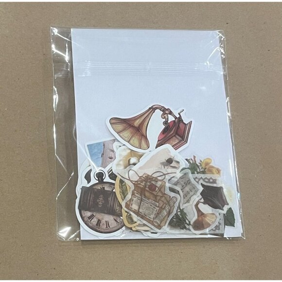 White/Tan Cottagecore Vintage Junk Journal Kit – 81 Pcs Ephemera, Stickers & Tex - Picture 5 of 5
